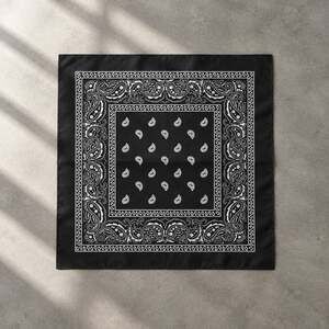 Black Paisley Bandana 20x22 Black White | New